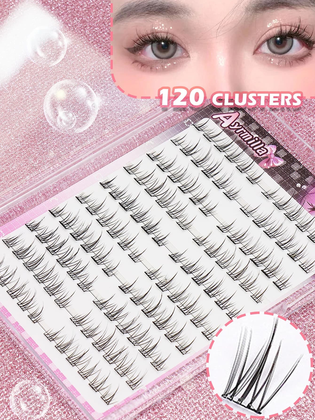 Fake eyelashes at 60 bunches, natural style, no necessary glue, comfortable and reusable, essential for travel,
