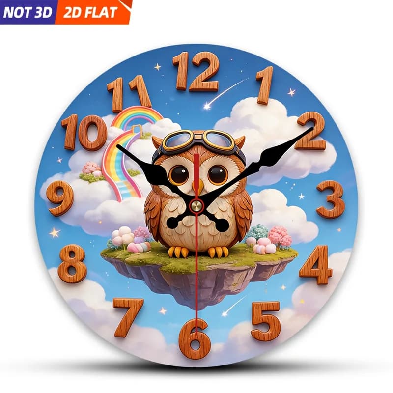 2D Piatto. 1 pezzo. Orologio da parete ispirato alla fantasia dell'ocaia, orologio decorativo silenzioso, orologio da parete innovativo, ideale per decorare le camere da letto, L