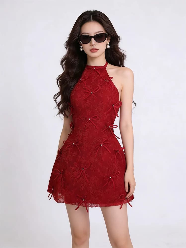 Elegant Knot Neckline Slimming Birthday Dress Women's High-End Fashion Gown Shoulder to Floor Polyester Fiber A-Lin...