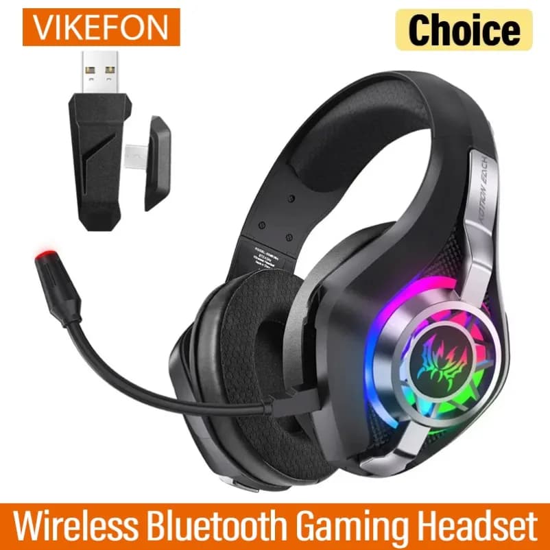 GS400 Ultra 2.4G Wireless Bluetooth Gaming Headset Earcups Noise Cancelling Microphone Surround Sound For PC PS4 PS5 Mac Laptop