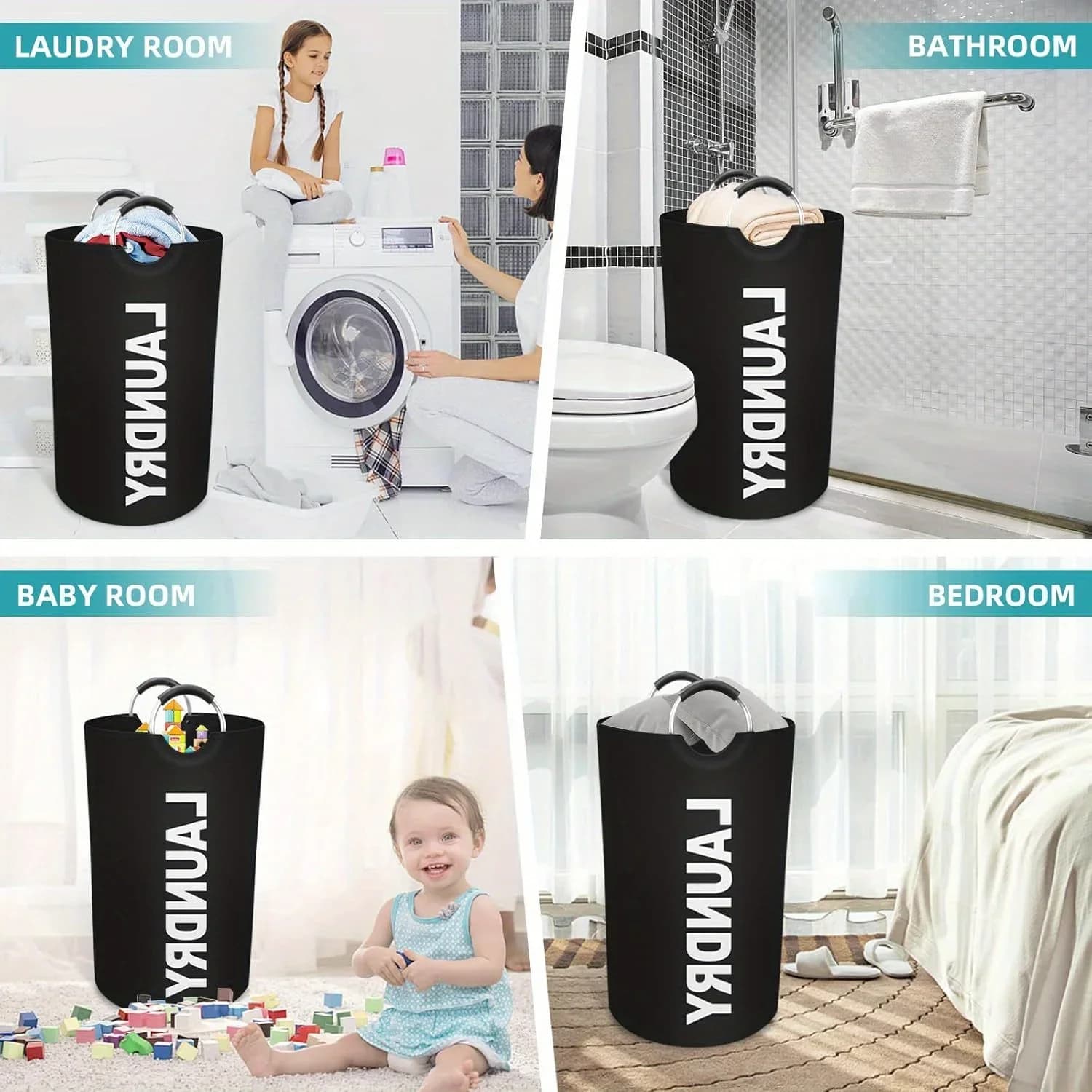 1PCS Extra Large Foldable Waterproof Laundry Basket with Padded Handle MultiPurpose Storage for Bathroom Laundry Room Balcony