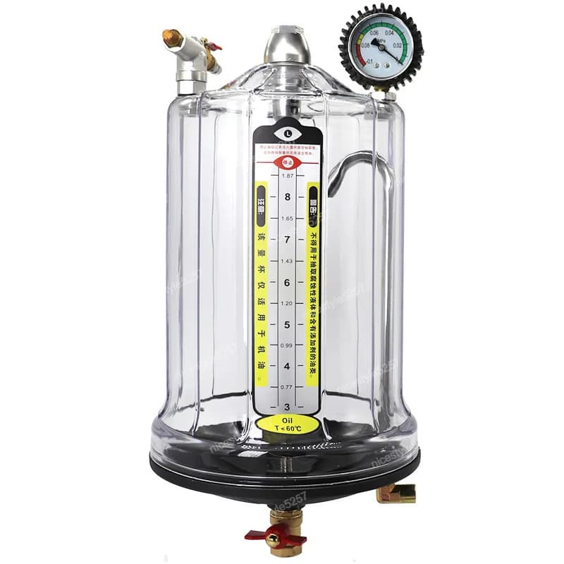 Misurino pneumatico per pompaggio dell'olio, accessori per macchine, misurino per tazza dell'olio trasparente per macchina di aspirazione dell'olio