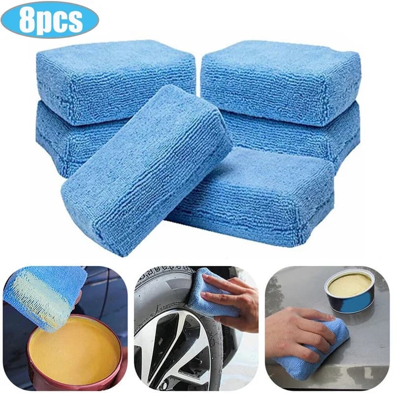 Tamponi applicatori in microfibra da 1/8 pezzi dettagli spugna per la pulizia dell'auto per applicatore di rivestimento in ceramica per auto applicazione di pneumatici in schiuma di cera