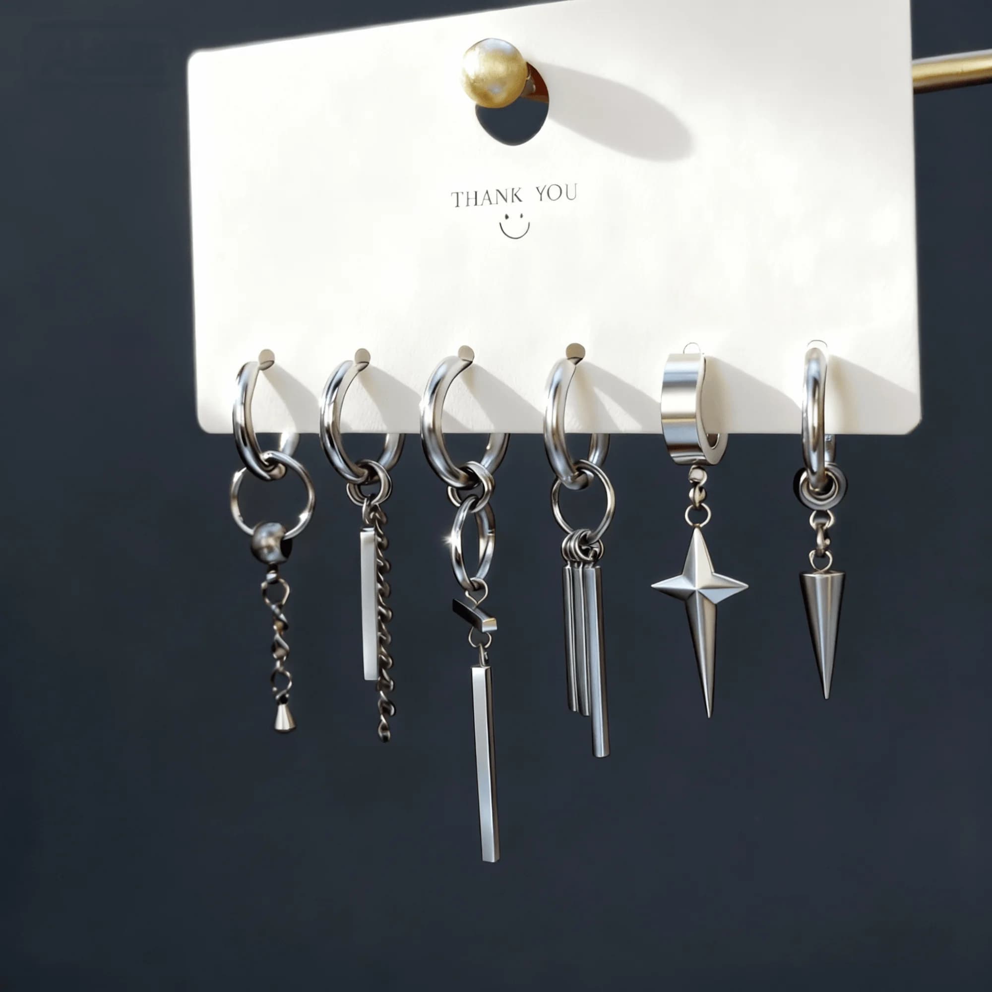 5 paia carino lungo romantico stella in acciaio inossidabile piercing orecchini a cerchio set per uomo donna adolescenti gioielli Y2k accessori alla moda nuovo