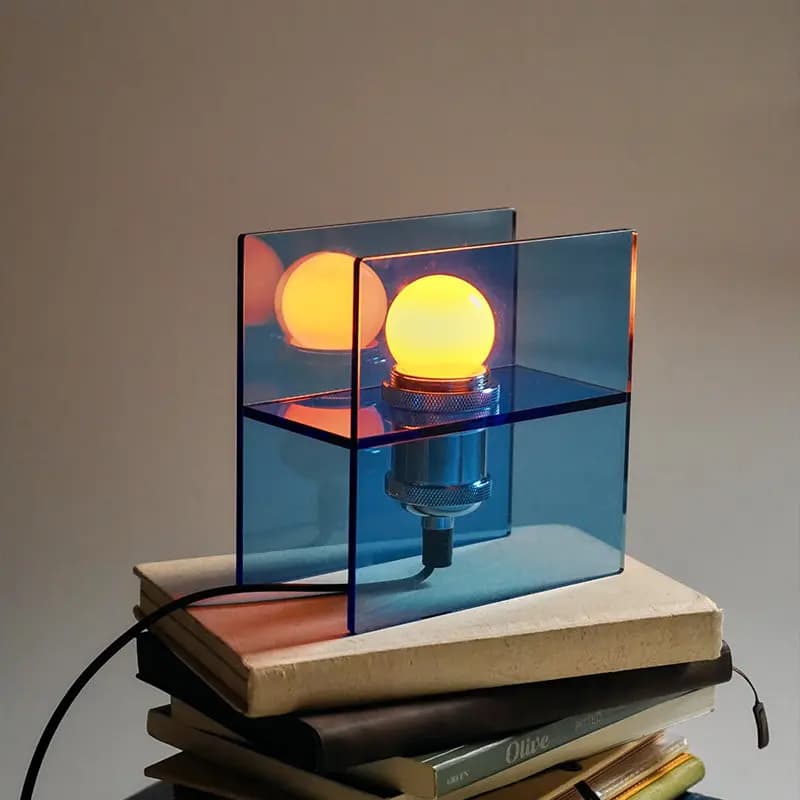 Night Lamp in Acrylic 'Ocean al Nascer del Sole', Creative Table Lamp with Environmental Light, Original Decorative Light for Home and Gifts