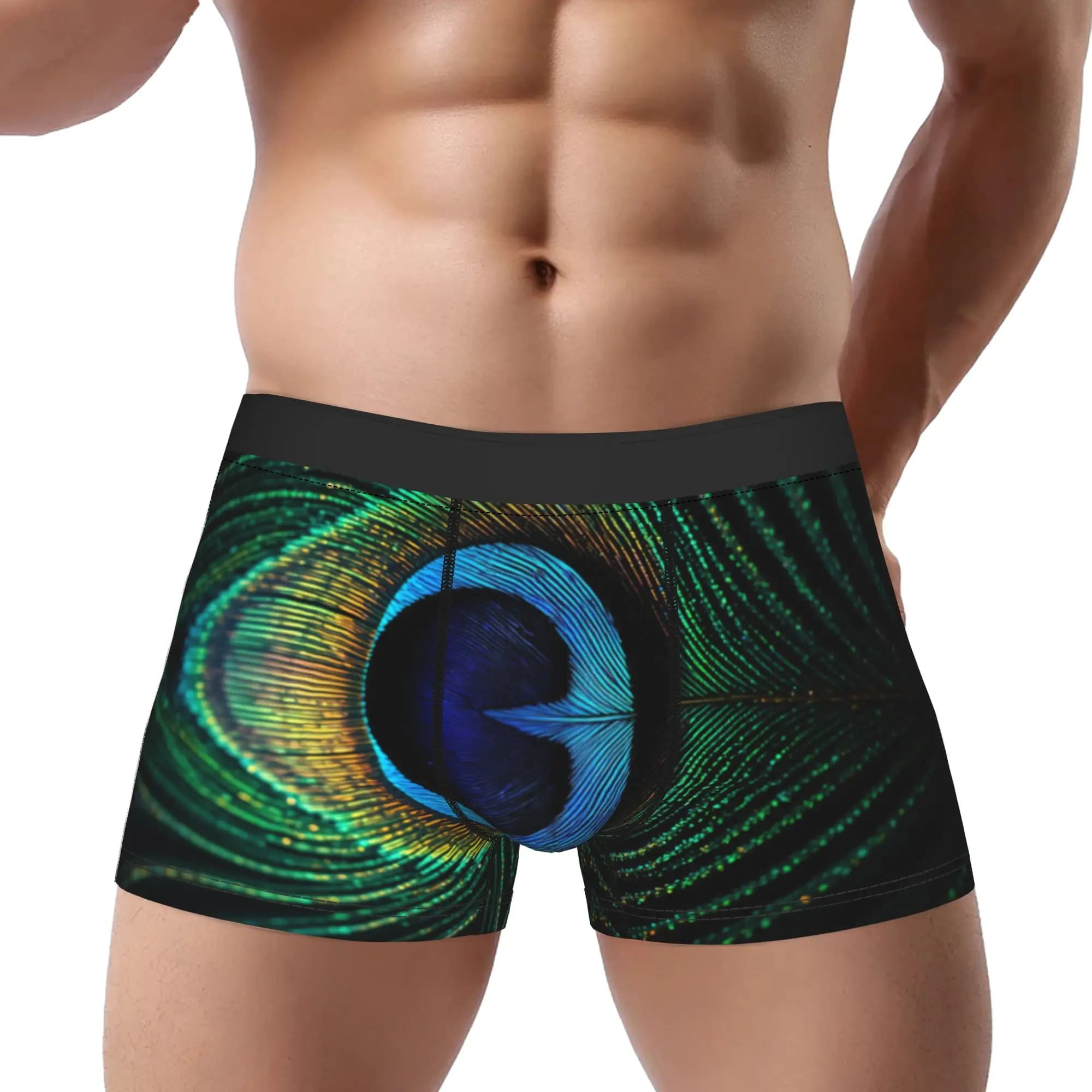 Ocellus (1) Peacock Feathers Underpants Homme Panties Man Underwear Comfortable Shorts Boxer Briefs