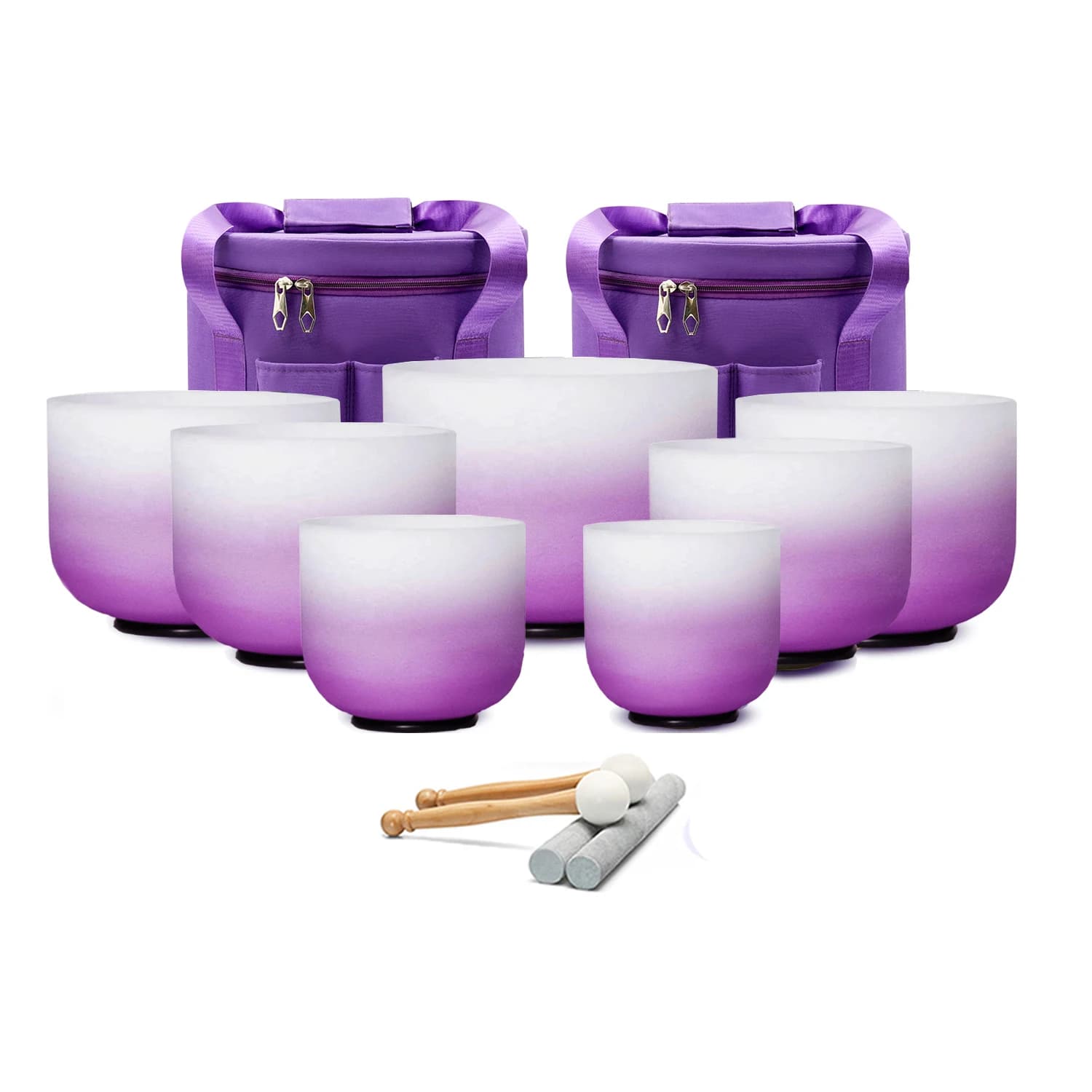 Hye-eun Grape Purple 7pcs CDEFGAB Crystal Singing Bowl Set of 7pcs Chakra for Sound Healing Meditation