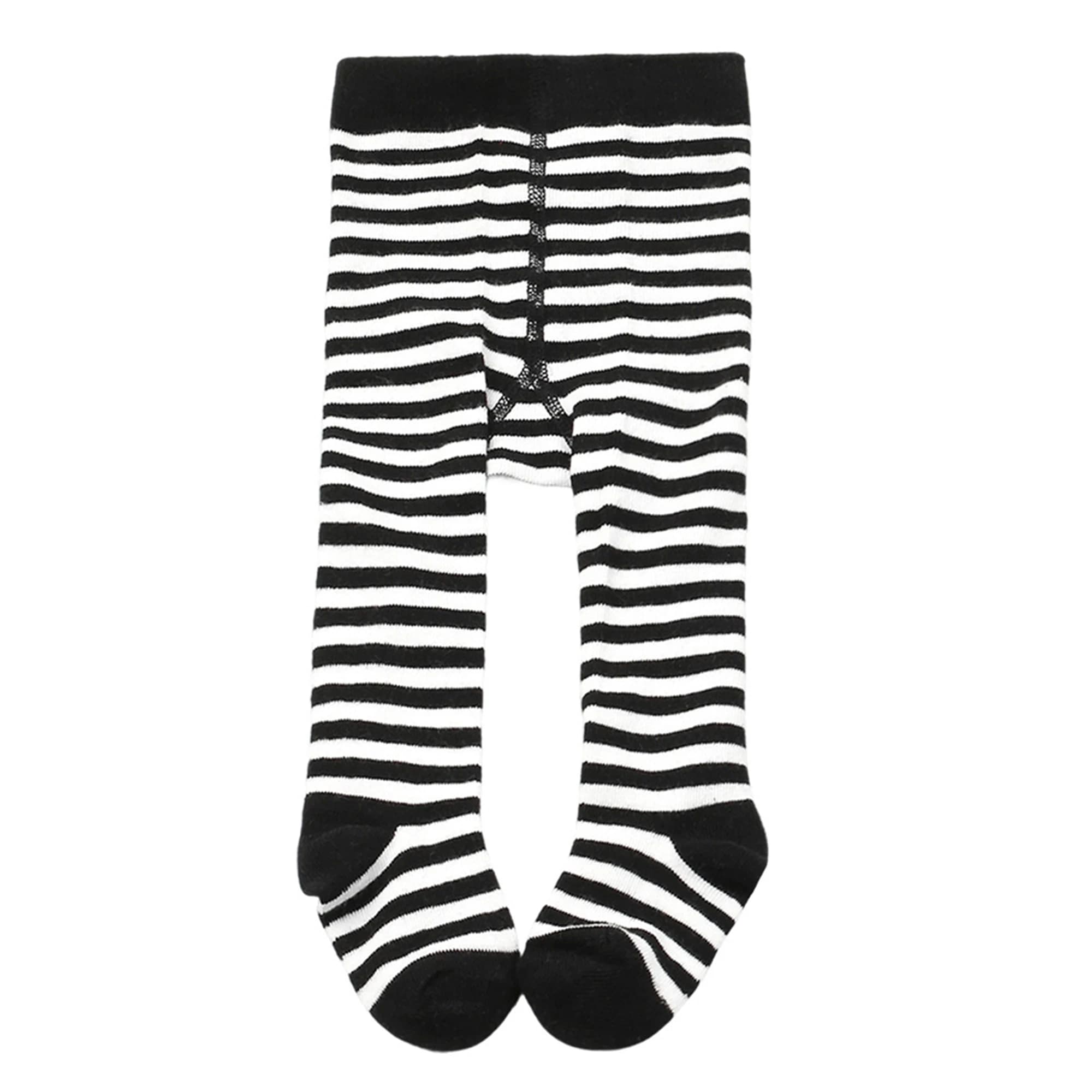 Leggings in maglia per bambina, calze a righe con elastico natalizio, calze a rete
