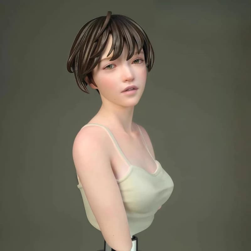 Kit modello busto in resina pressofusa alta scala 1/6 da 150 mm Bella statua realistica della bella ragazza asiatica con base smontata e non verniciata