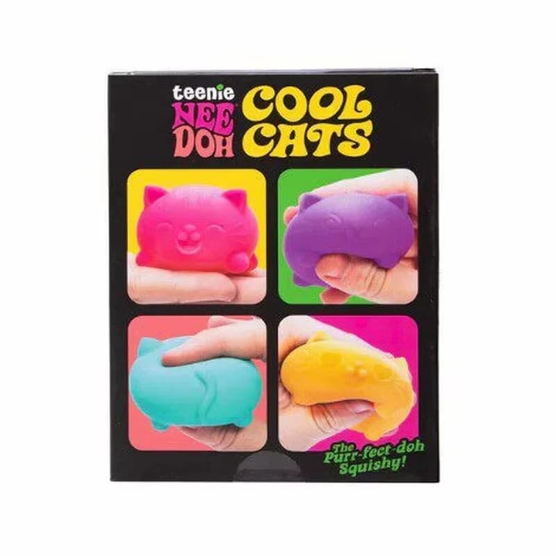 Needoh Cool Cats Set di Giocattoli Sensoriali Morbidi e Colorati per Alleviare Ansia e Stress, Giocattolo Portatile per Rilassamento delle Dita, Regalo di Compleanno
