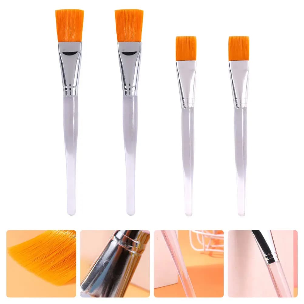 4 pennelli applicatori trasparenti per maschere facciali, delicati sulla pelle, con manico facile da pulire, per fai da te, skincare, trucco, illuminante, fondotinta