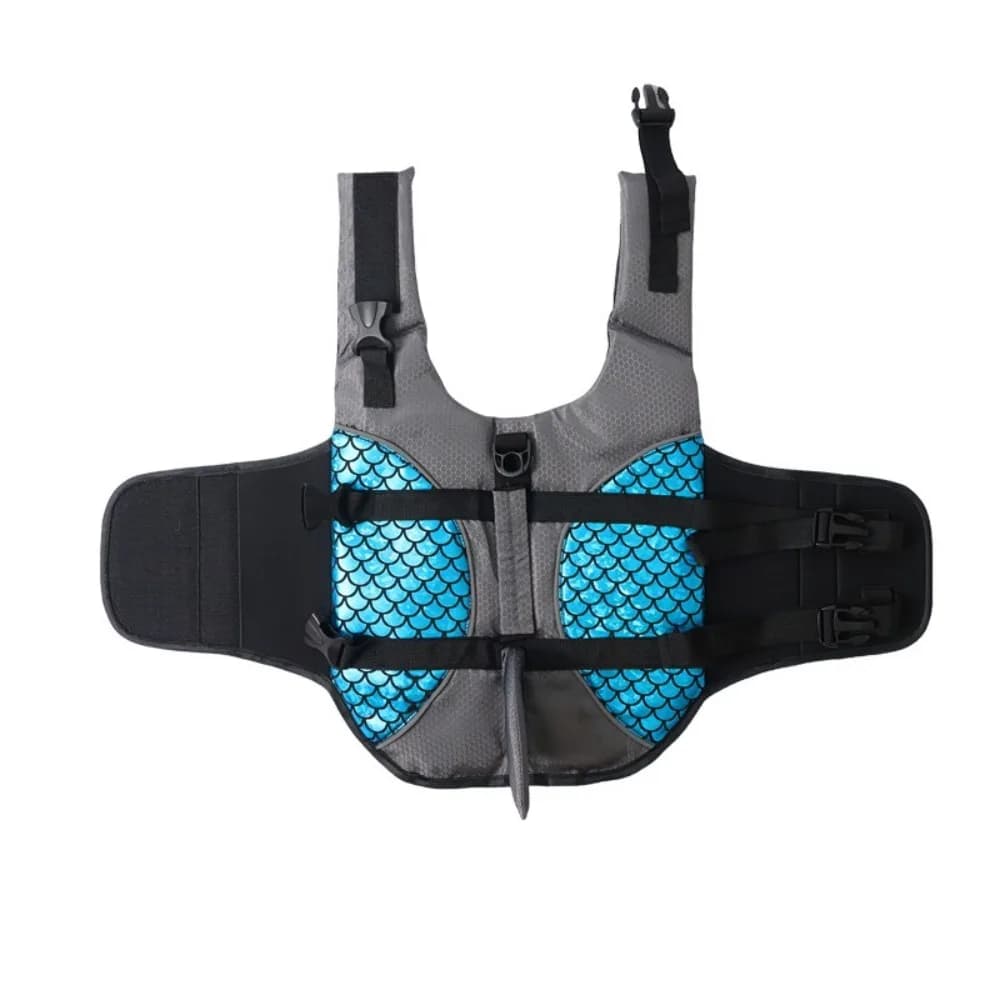 Strong Buoyancy Dog Life Jacket Shiny Scales Quick Drying Puppy Safety Vests Shark Fin Style Adjustable Pet Life Preserver