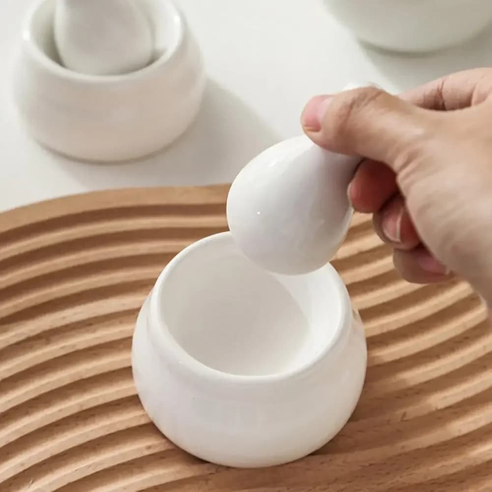 Ceramic Mortar And Pestle Set for Grinding Spices Herbs And More Kitchen Decor Essential Durable Herb Grinder Pill Crusher