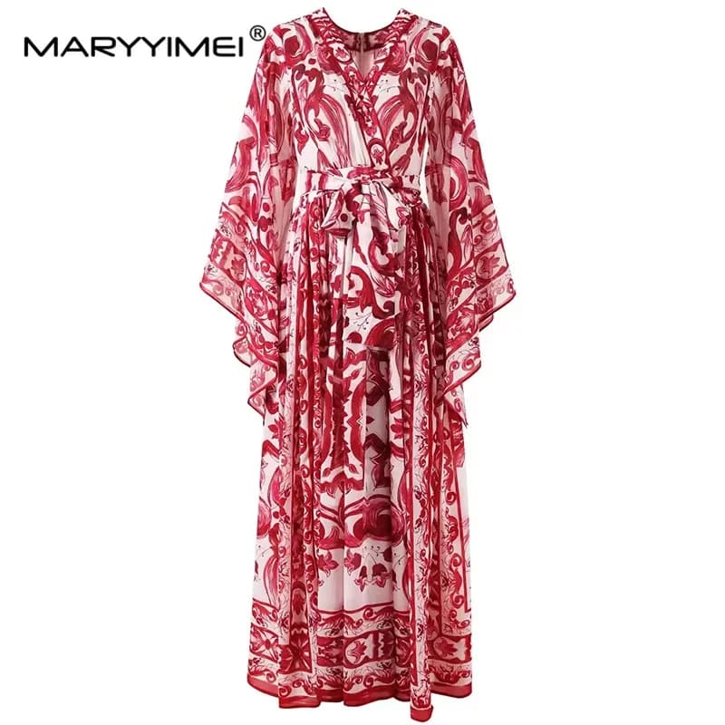Seifrmann Primavera Autunno Designer woman with V neckline Print with laces Wide suits for vacation