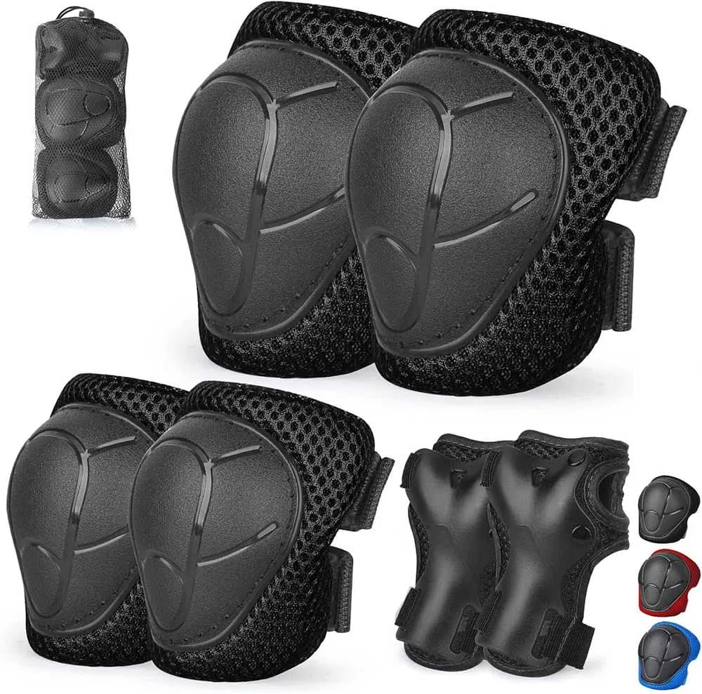 Set di ginocchiere e gomitiere per bambini/giovani con protezioni per il polso per 4-16 anni Skateboard Pattinaggio a rotelle Sci Rollerblading Ciclismo