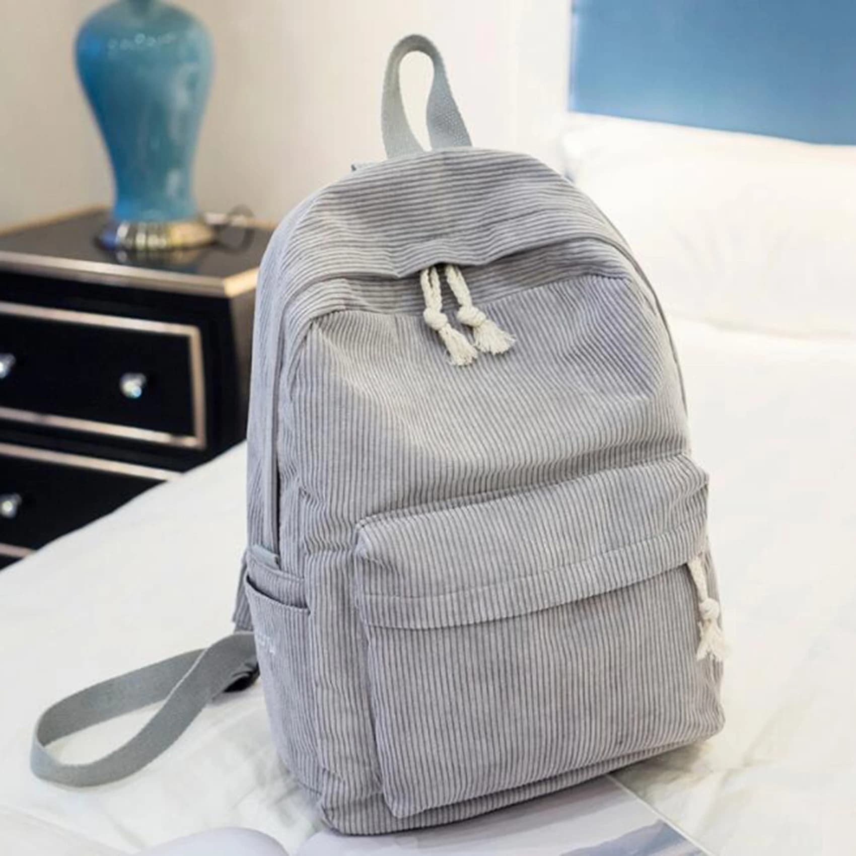 Zaino da donna zaini da scuola di Design in velluto a coste per ragazze adolescenti borsa da scuola zaino a righe borse da viaggio Soulder Bag Mochila