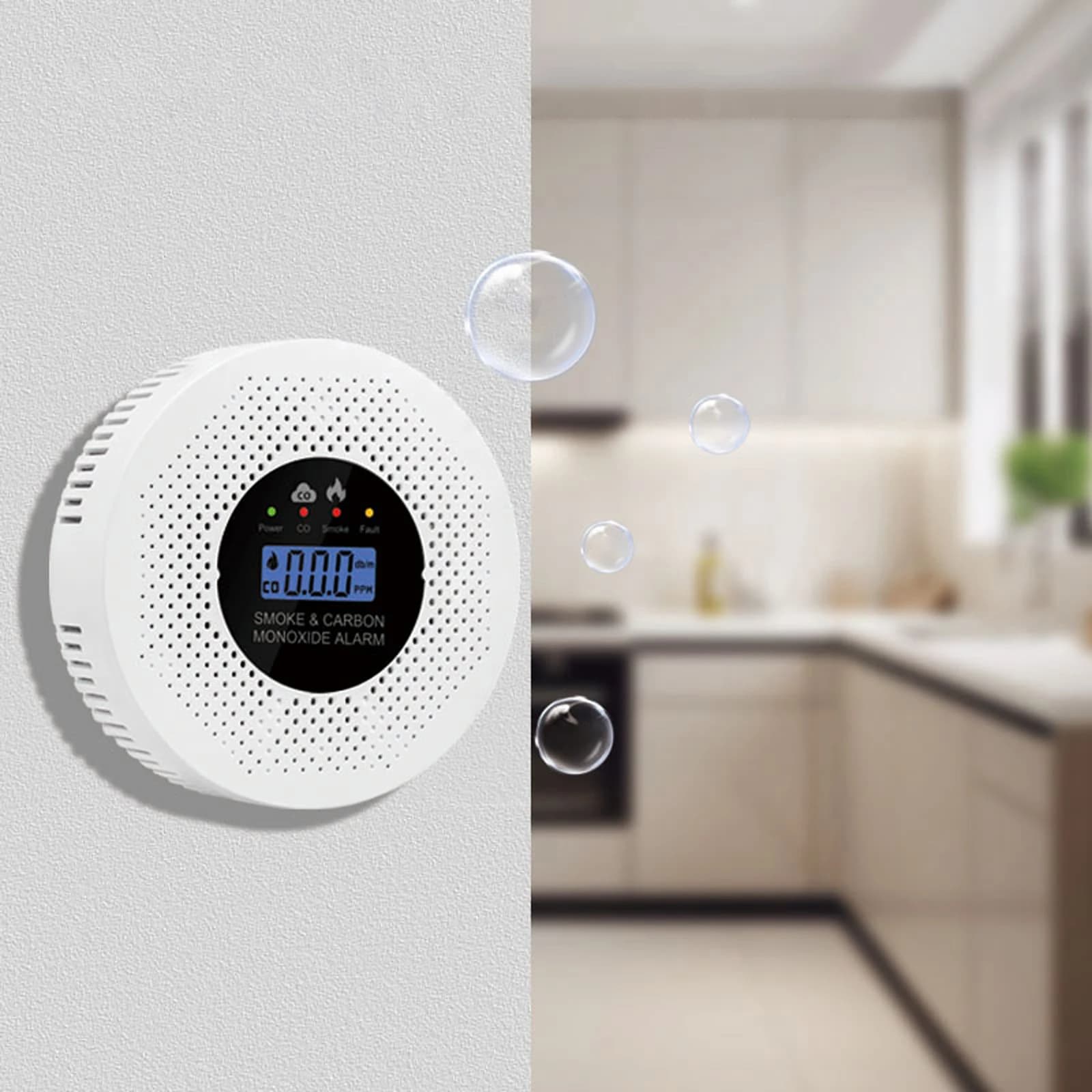 Smoke and Carbon Monoxide Detector with LCD Display Carbon Monoxide Alarm Real-Time CO Monitor for House Apartment Kitchen