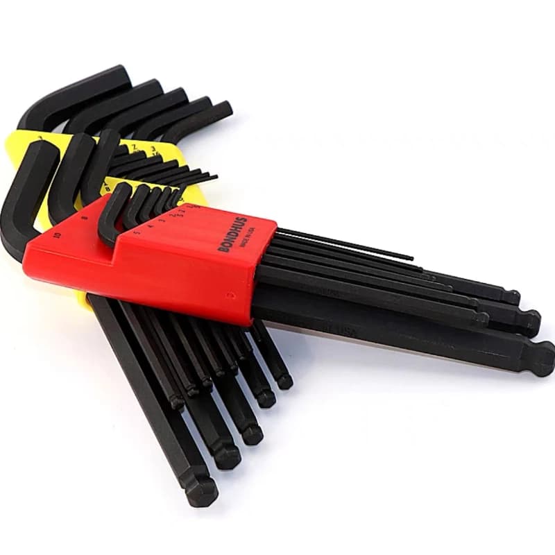 Metric & Imperial Hex Key Wrench Set by BONDHUS Long Ball End High Torque Steel Tool Kit Corrosion Resistant Hardened Steel