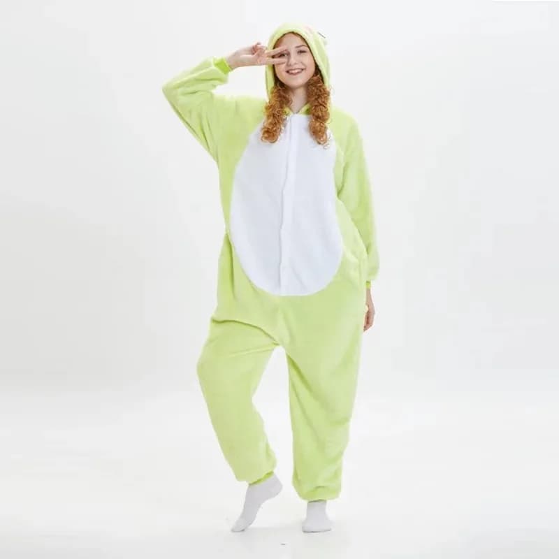 Tuta rana ciano Pigiama con cappuccio animale a maniche lunghe Pigiama casual ampio Autunno Inverno Abbigliamento per la casa per bambini adulti