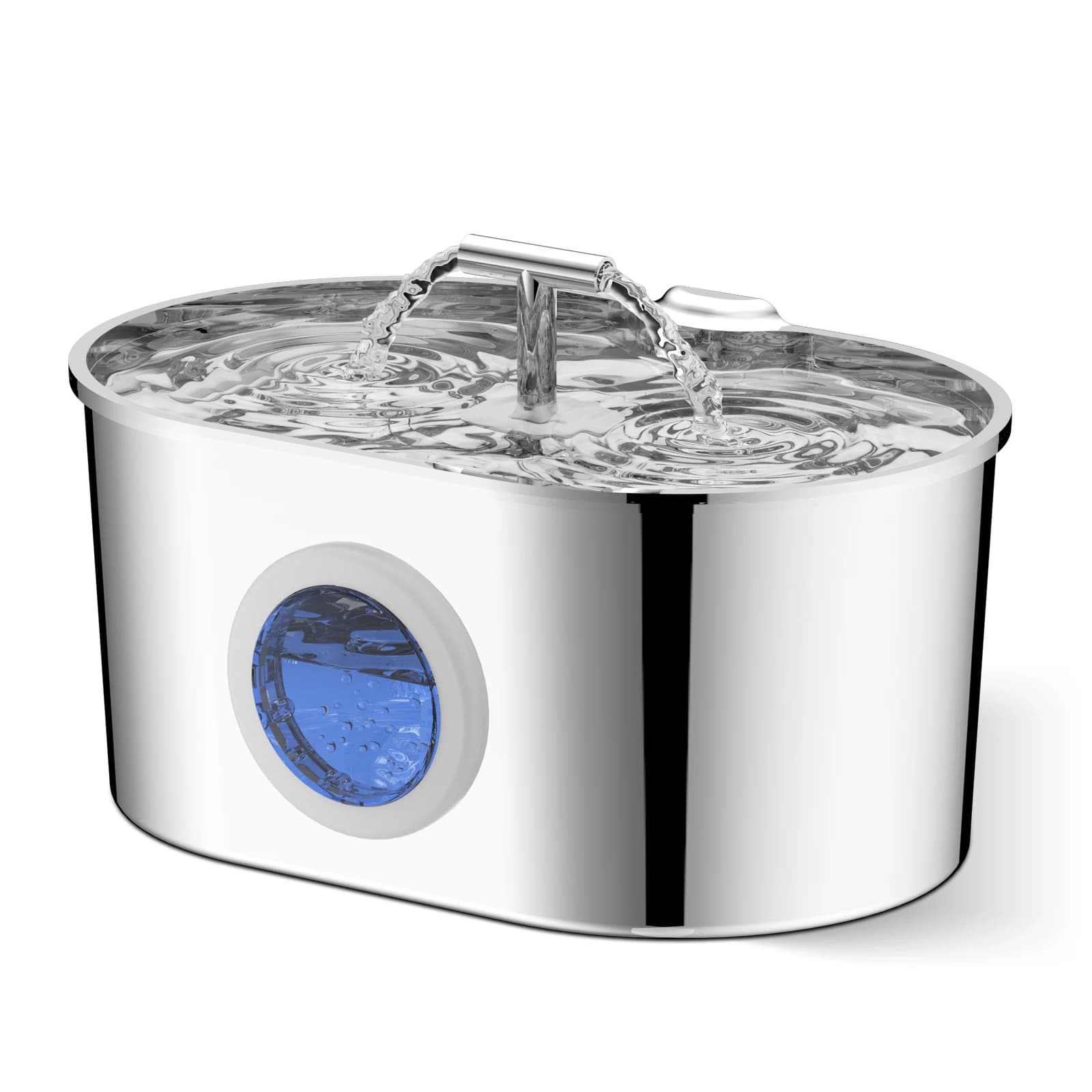 Fontanella per Gatti in Acciaio Inossidabile da 2,2L/74oz, Fontanella per Animali Domestici Ultra Silenziosa 28dB con Finestra Visibile per il Livello dell'Acqua, Acciaio 304 per Alimenti, Ciotola con Circolazione Continua dell'Acqua per Gatti e Cani di Piccola Taglia