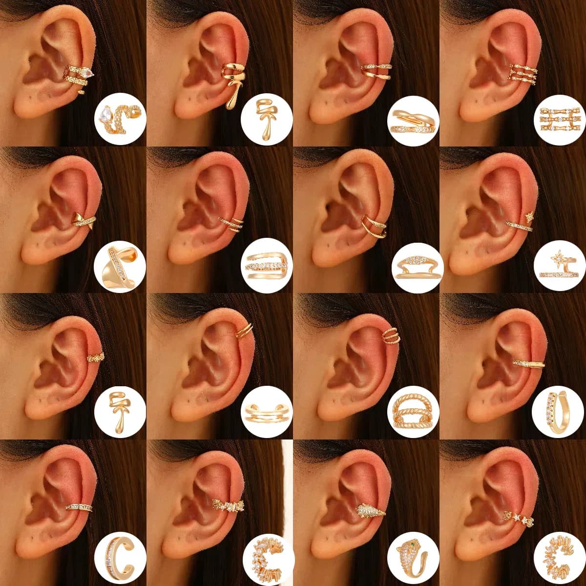Orecchini a clip coreani in cristallo per donna senza foro, gioielli di lusso di tendenza 2026, finto orecchino singolo a clip per l'orecchio, ear cuff