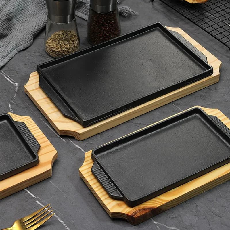Grill plate in cast iron, steak plate BBQ, metal grilling plate, easy to clean, anti-dry, for frying, for cooking