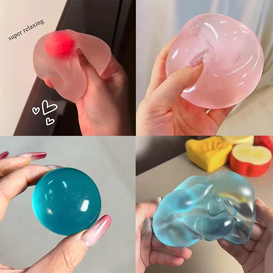 Squishy Morbido Simulato in Maltosio - Giocattolo Antistress, Palla Sensoriale Trasparente a Lenta Risalita per Bambini e Adulti