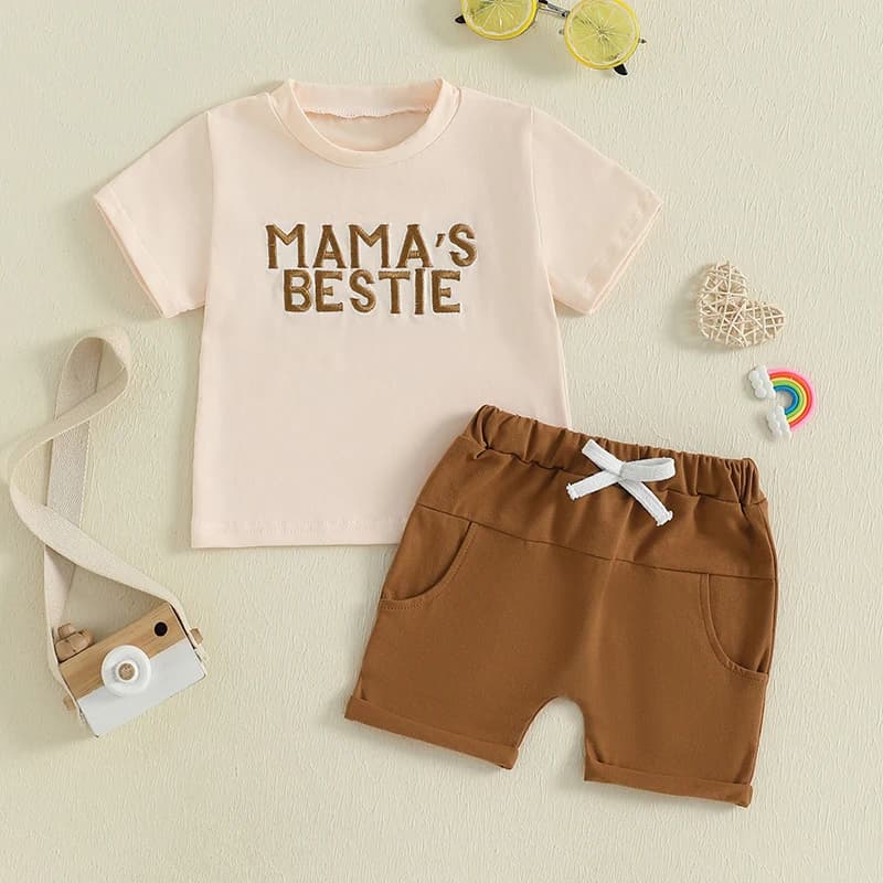 Completo da bambino in 2 pezzi, maglietta grafica a maniche corte con pantaloncini elastici in vita, set per concerti giochi estivi e avventure