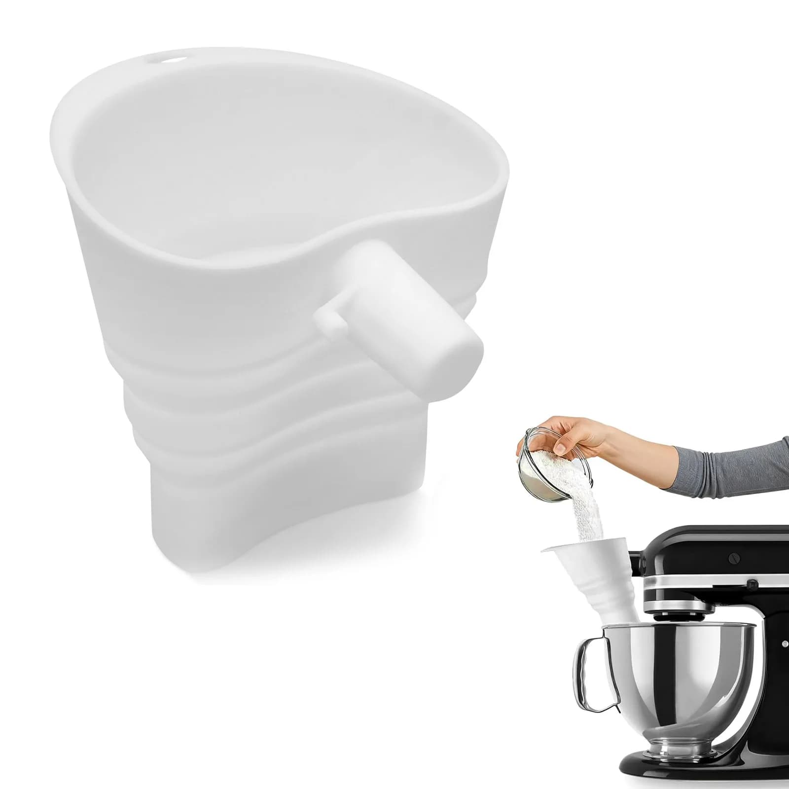 Silicone flour funnel for kitchen aid Ground mixer Folding flour funnel Dishwasher sink for cooking in the kitchen
