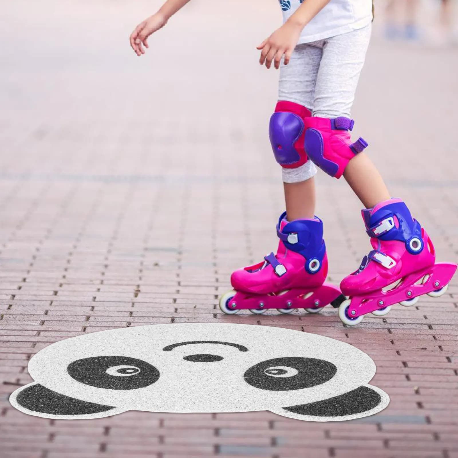 Tappetino per allenamento su pattini a rotelle per principianti, tappetino antiscivolo a forma di panda per bambini, attrezzatura protettiva per la pratica di snowboard e pattinaggio su ghiaccio
