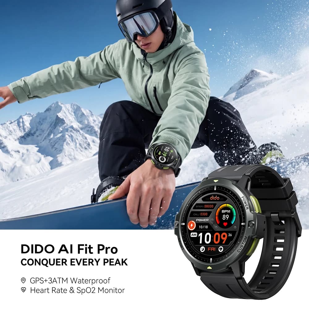 Smartwatch GPS Dido AI Fit Pro with 1.46" AMOLED Display, 24H Cardiaca Frequency Monitoring, Oxygen in Blood and Sleep, Waterproof IP68
