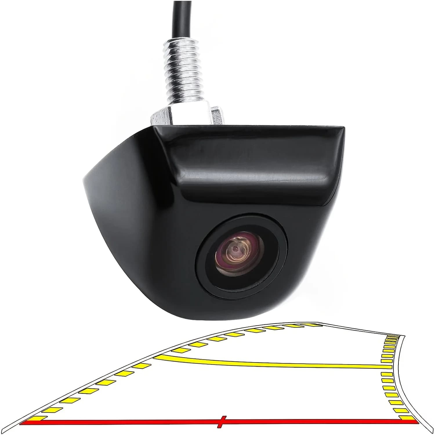 Telecamera di backup per auto con linea guida traiettoria dinamica, obiettivo fisheye per visione notturna per telecamera posteriore 170 ° Ampia vista