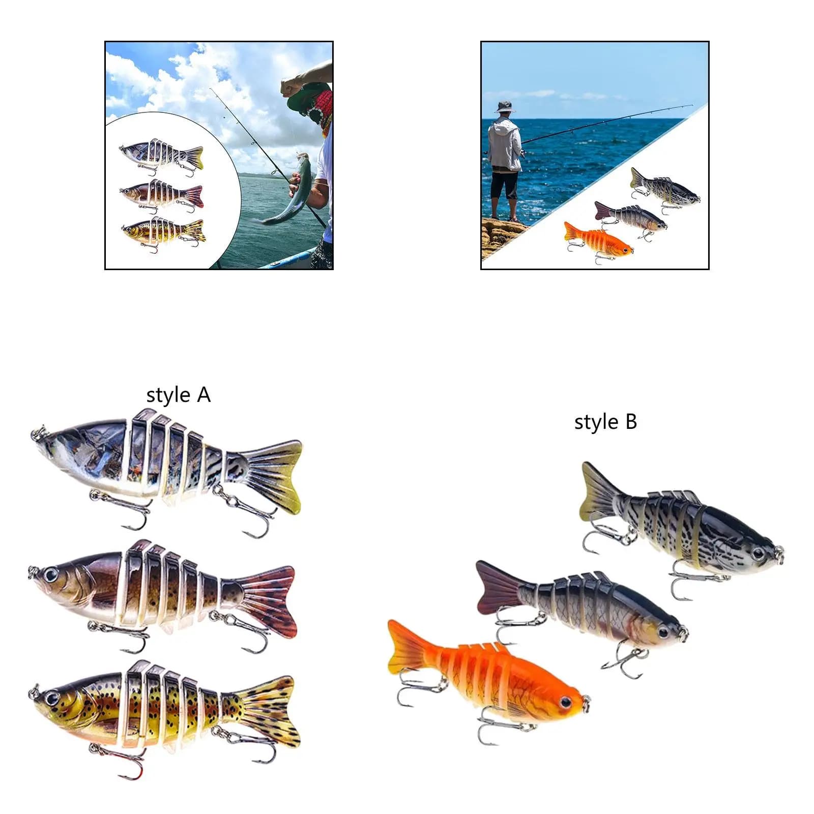 3 Pieces Fishing Lures Baits Saltwater Freshwater Lifelike Hard Lures for Perch Crappie Freshwater and Saltwater Pike Catfish