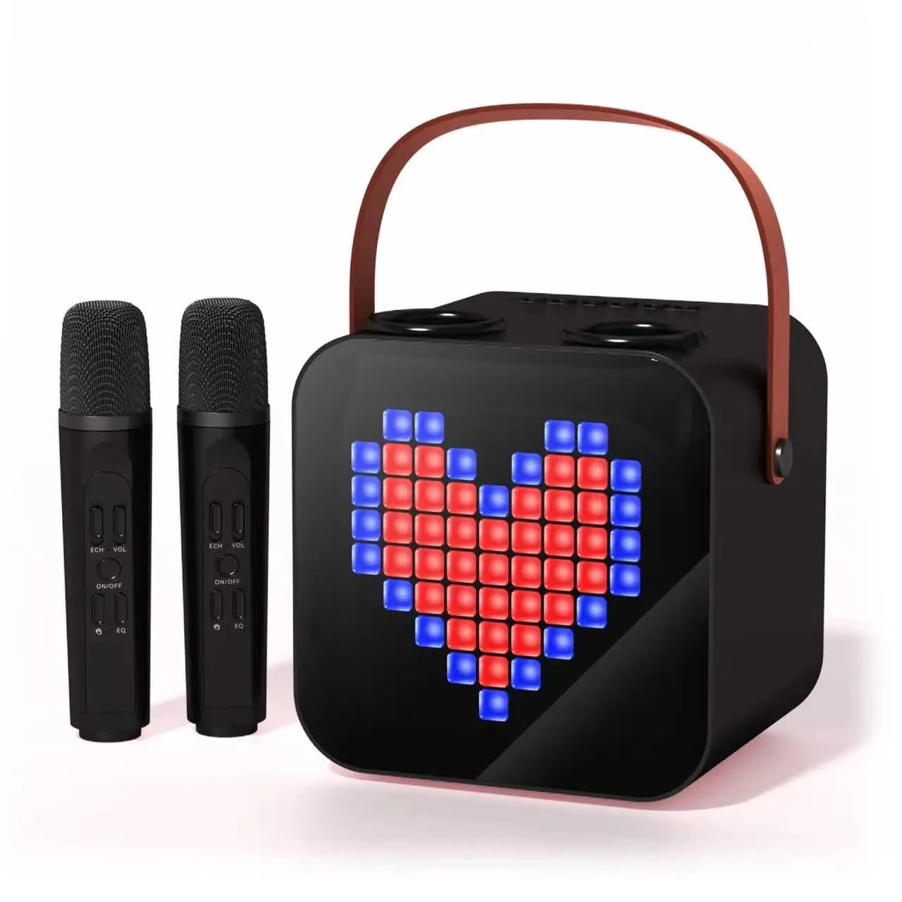Altoparlante Karaoke Portatile con Luci, Sistema PA Domestico con Doppio Microfono