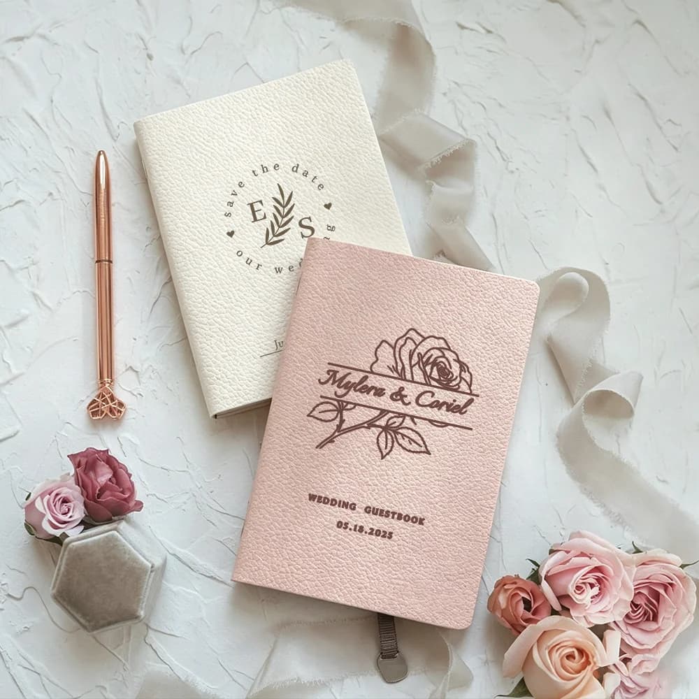 Lychee Texture Personalized Engraved Notebook Customizable Name Date Text Daily And Wedding Universal Journal Souvenir Gift