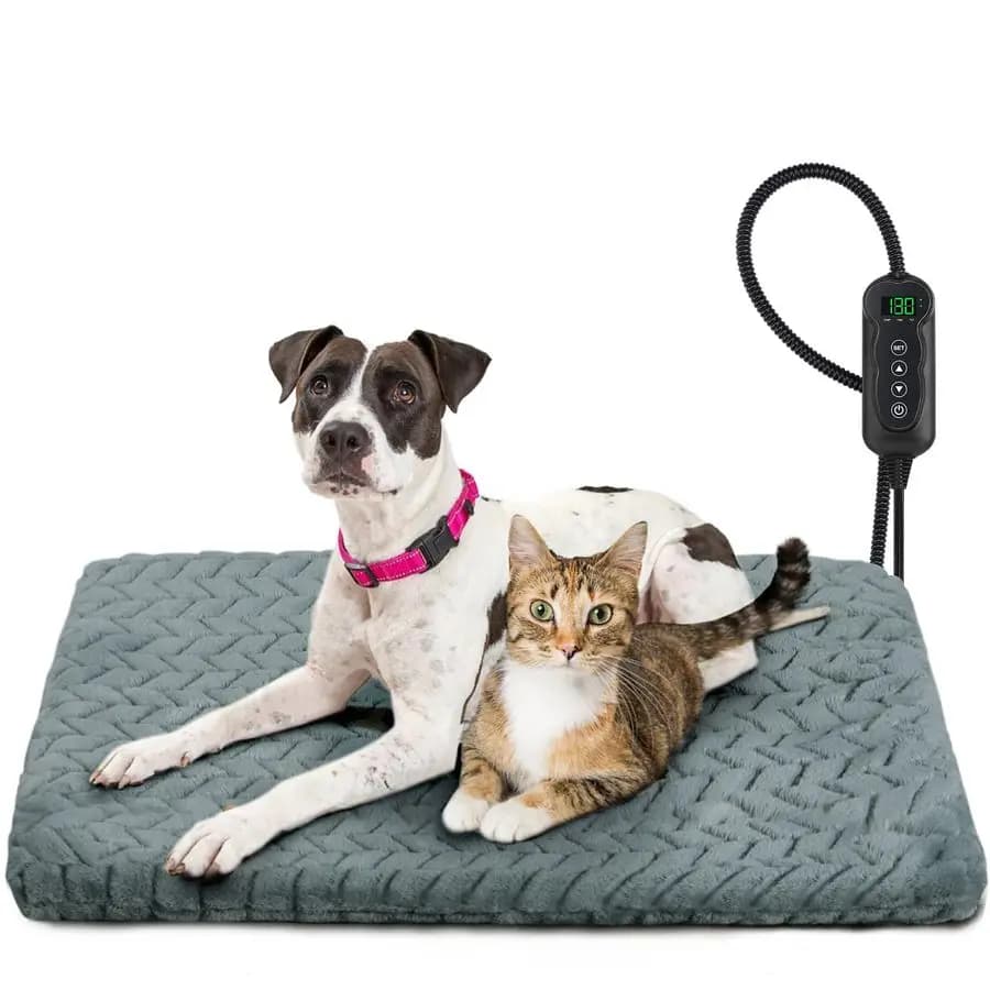 Cuccia Riscaldata per Cani, Tappetino Riscaldante Impermeabile per Gatti con Timer e Temperatura Regolabile, Letto Elettrico Riscaldato per Animali Domestici da Interno, Automatico