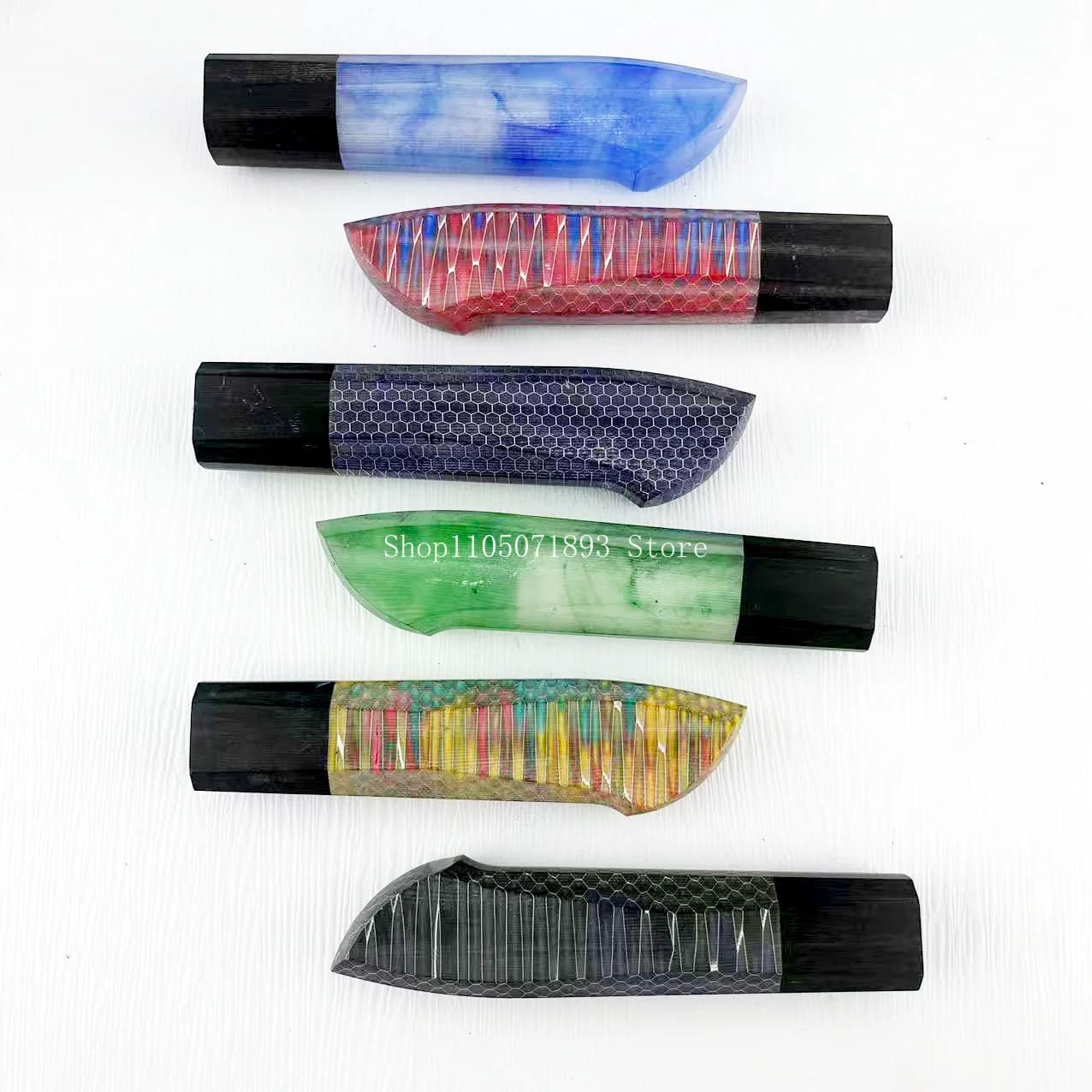 1PC Multiple Patterns Kitchen Knife One-Piece Handle - Honeycomb DIY Handmade Ebony-Resin Composite Handle Kitchen Knife Handle