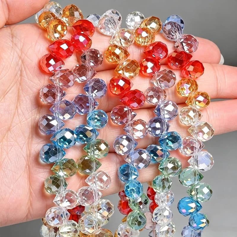 20pcs Gradient Waterdrop Crystal Beads Shiny Faceted Crystal Glass Beads for Jewelry Making DIY Earrings Necklace Accessories
