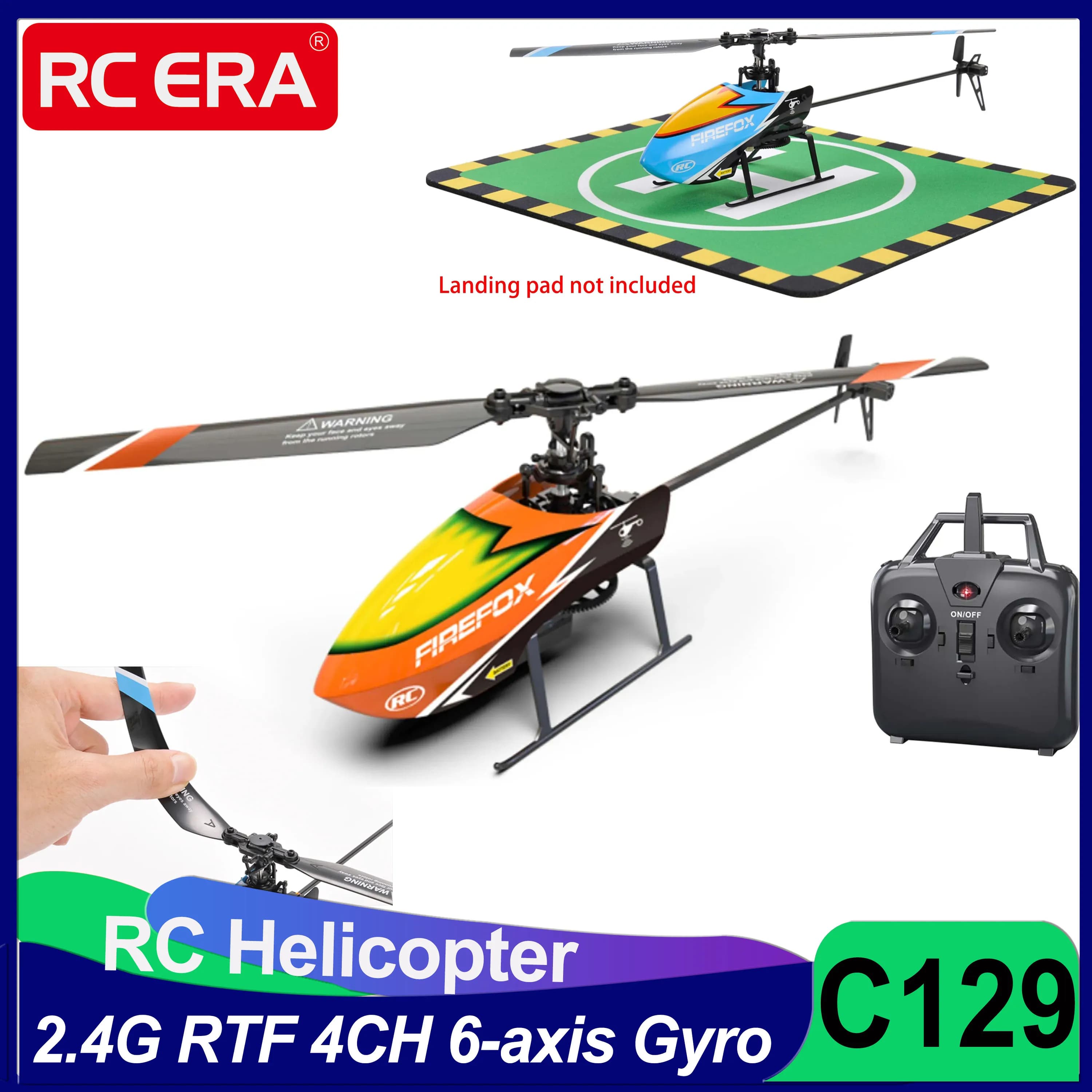 C129 RC Elicottero RTF 4CH Giroscopio a 6 assi Automatico Stabile One-key Decollo/landing Parte durevole del motore Coreless per regalo per bambini adulti