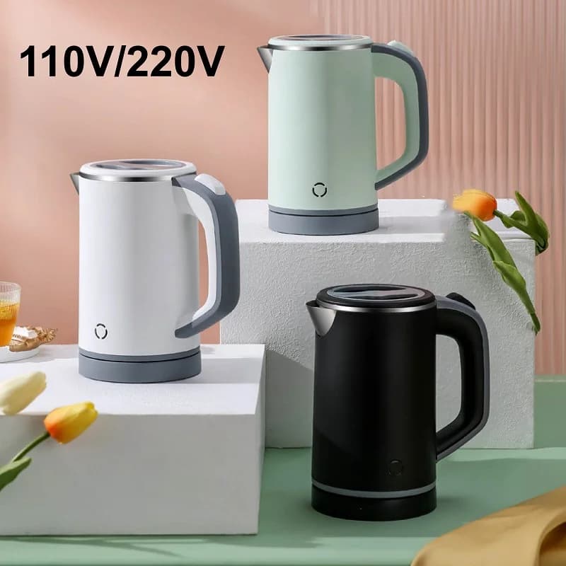 110 V/220 V Electric Travel Kettle Portable Stainless Steel 304 Kettle Home Automatic Kettle Keeping Hot Kitchen Tools 800 ml