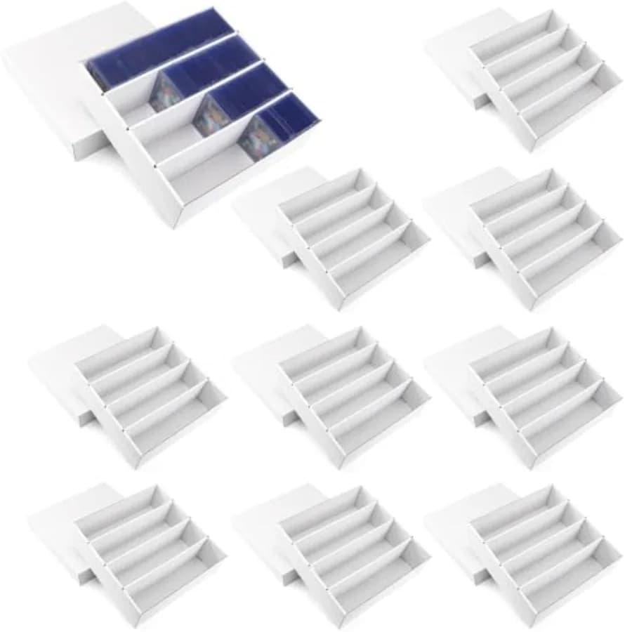 Scatola di Stoccaggio per Carte Collezionabili Toploader, 4 File, 3200 Carte, in Cartone Bianco per Carte da Basket/MTG/TCG/Sport/Giochi
