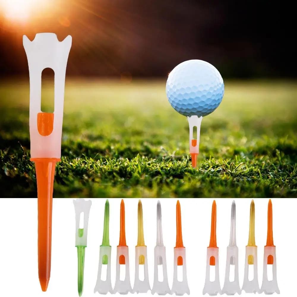 10Pcs/Lot Ball Holder Golf Tees Rubber Cushion Low Resistance Golf Clubs Tee 83MM Plastic Golf Training Tools Outdoor Sports