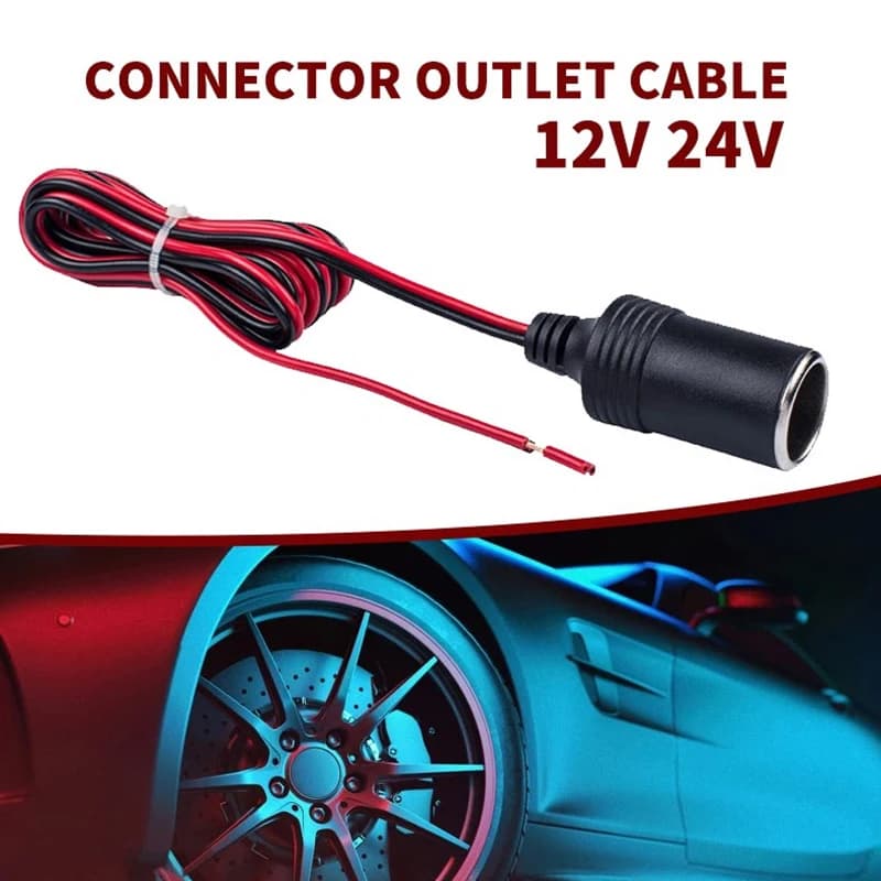 /KQM/1pcs 12V 24V Cigarette with 30cm Cable Wire Cord Power Supply Socket 15A Male Plug Adapter Auto Connector Outlet Charger