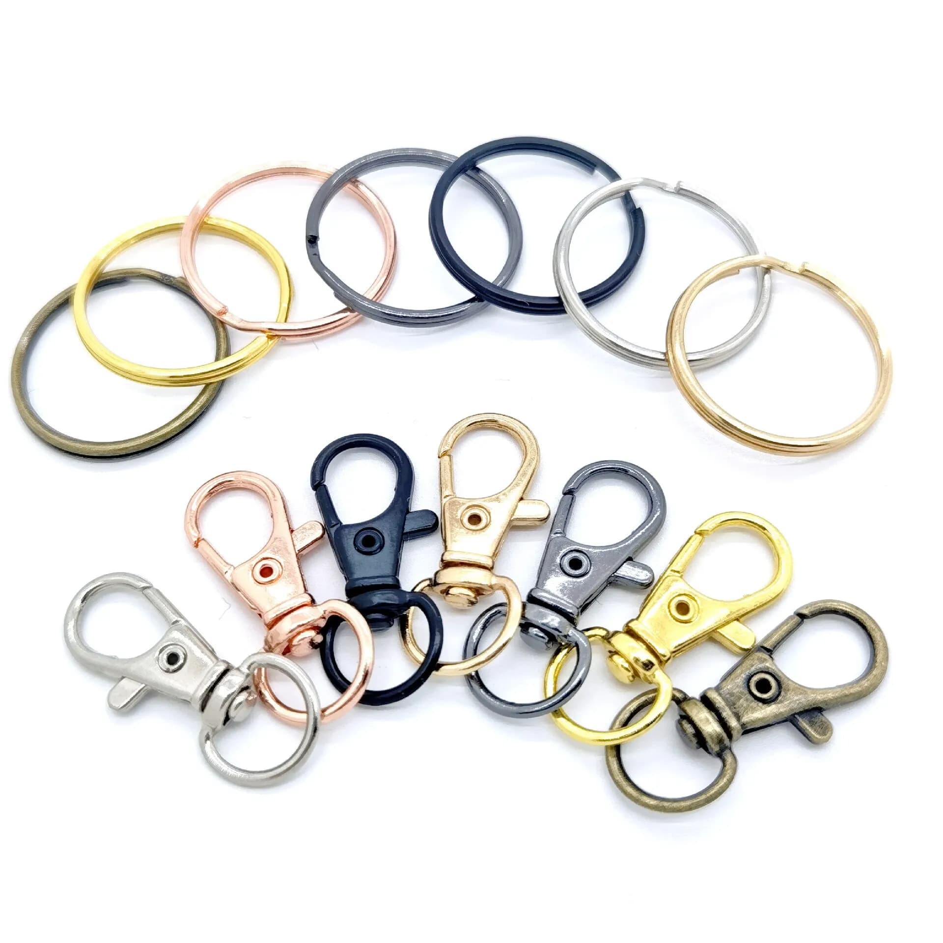 20 pcs Punk Chiusure Girevoli Set Cordino Moschettoni with Keyring Rings Belt Dog Chains Clip Hooks for Necklace FAI DA TE Supplies
