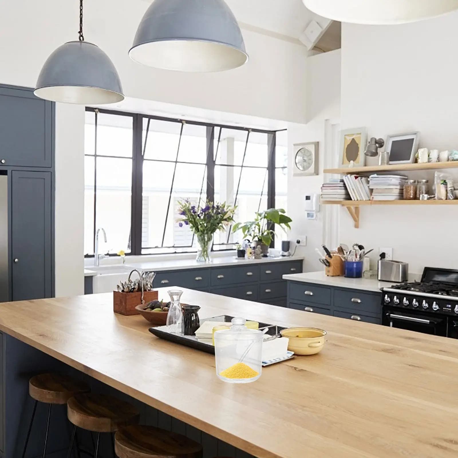 Set di Contenitori per Spezie in Acrilico Sofisticato, Design Moderno Trasparente per Cucina e Tavola da Pranzo, per Sale, Zucchero e Spezie