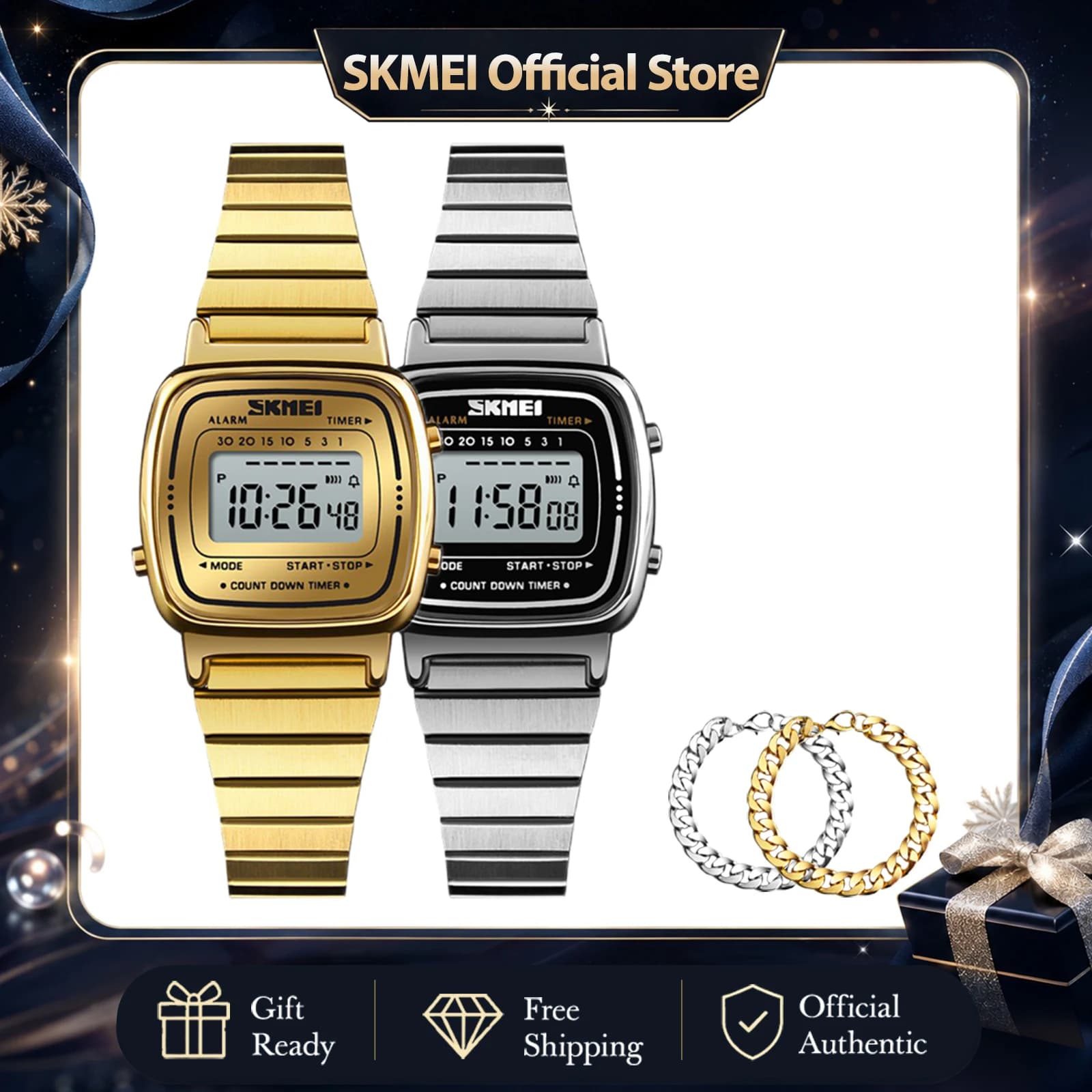 SKMEI Women Wristwatch Gift Top Brand Luxury Waterproof Lady Watch Sports Small Dial Digital Watch and Bracelet Relogio Feminino