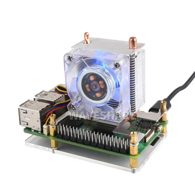 Raspberry Pi 5 ICE Tower small ice tower CPU cooling RGB fan U-shaped copper tube fin tower