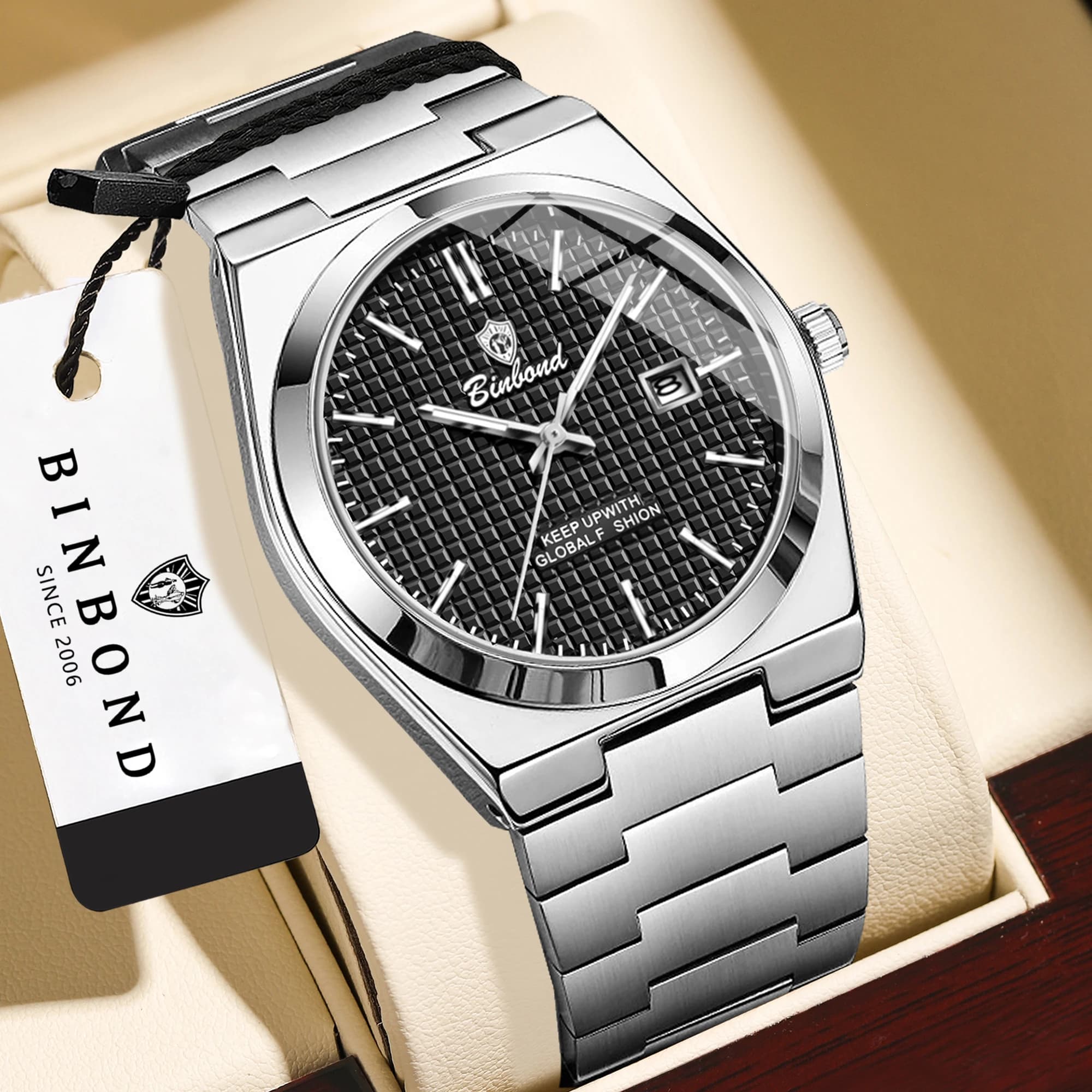 BINBOND Genuine Accurate Quartz Wristwatches For Men Luxury Casual Reloj Luminous Waterproof Durable Auto Date men's Watch