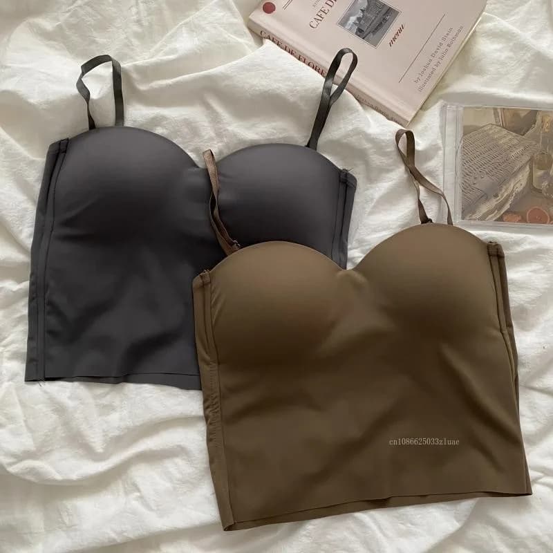 Top sportivo in seta di ghiaccio senza maniche spalline sottili canotta canotta estiva con coppe comodo corsetto a fionda biancheria intima solida casual