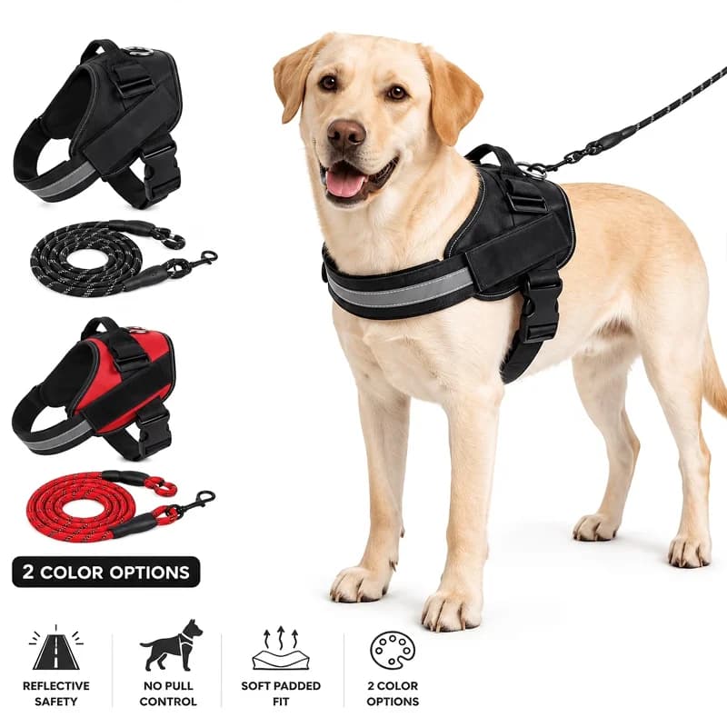 Copricollare per Cani Riflettente Notturno, Guinzaglio Riflettente Senza Tensione, Gilet Regolabile per Animali Domestici, per Passeggiate e Addestramento